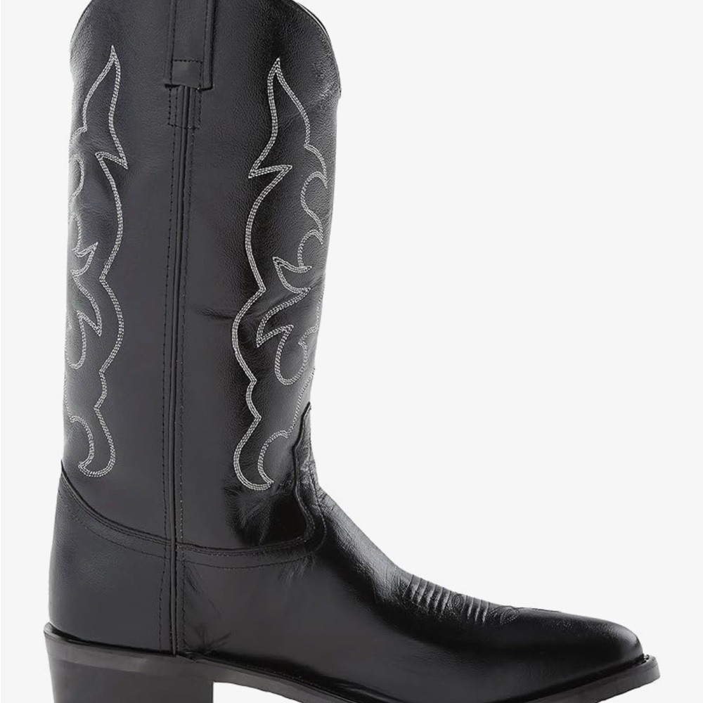 Old West men’s stitched cushioned round toe cowboy western boots, 10 wide - Picture 4 of 8
